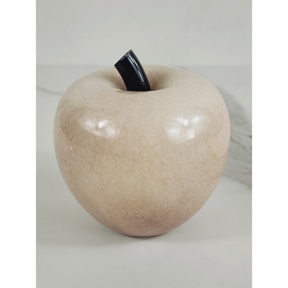 Paperweight Marble Stone Carved Apple Polish 3 1/2" Crowning Touch 80s Vintage - Picture 1 of 14